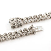Men 8MM Silver 3.45 CTW Diamond Cross Cuban Necklace 82.31g Chain - 22 Inches